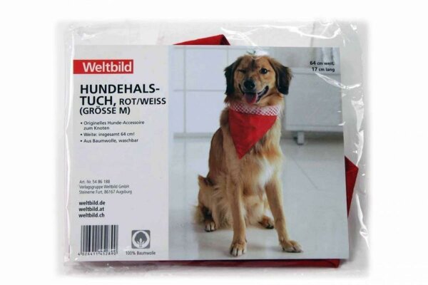 Hundehalstuch Gr.M rot/weiss 64cm weit,17cm lang