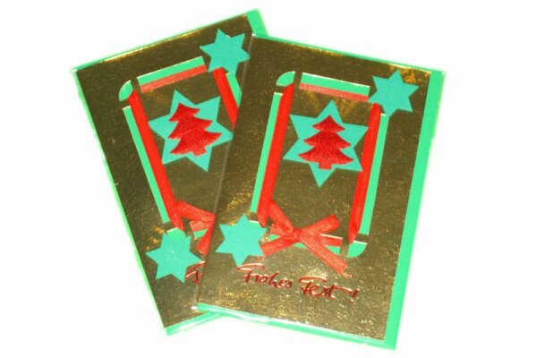 Weihnachtskarte WN-Baum rot Karte gold+Umschlag