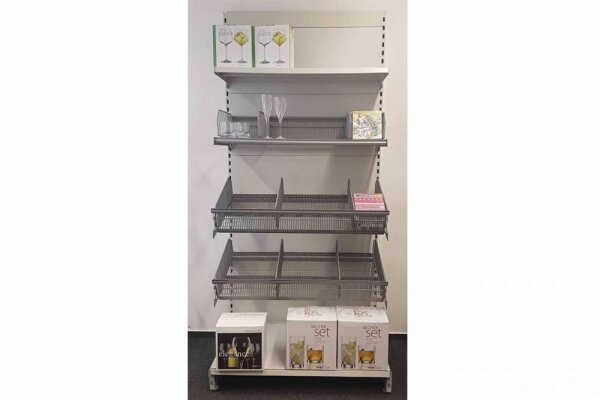 Gitterkorb/Drahtwendekorb Ladenregal 100x37cm graualuminium RAL 9007 Tegometall gebraucht/neuwertig