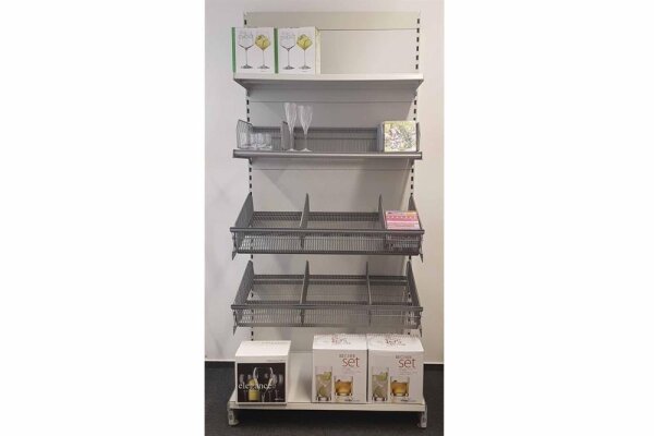 Gitterkorb/Drahtwendekorb Ladenregal 100x57cm graualuminium RAL 9007 Tegometall gebraucht/neuwertig