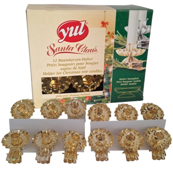 Baumkerzen-Halter mit Clip 12er gold YUL
