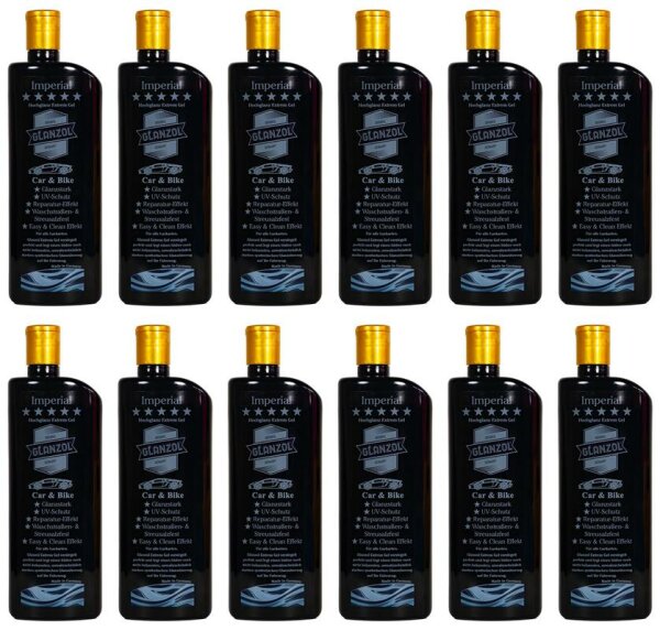 12 x GLANZOL Imperial Hochglanz Gel Cars & Bikes 500ml Autopolitur