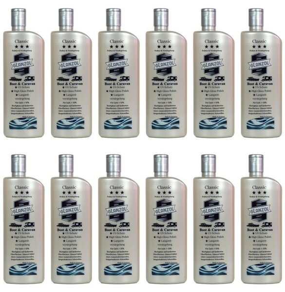 12 x GLANZOL Classic Politur und Versiegelung Boot & Caravan 500ml Autopolitur