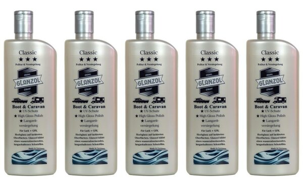 5 x GLANZOL Classic Politur und Versiegelung Boot & Caravan 500ml Autopolitur